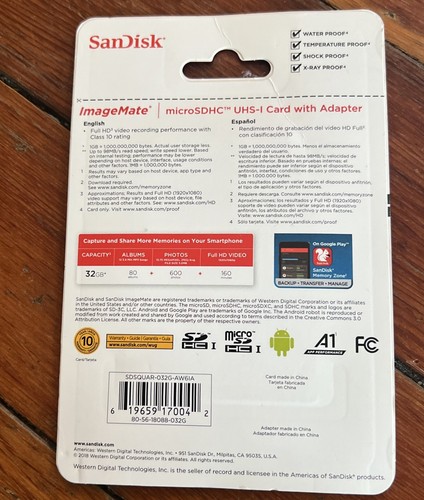 SanDisk 32GB ImageMate MicroSDHC UHS-I Micro SD Card + Adapter NEW - Picture 2 of 3