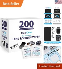 Lens Wipes - 200 Pre-Moistened, Individually Wrapped Eyeglass Cleaning Wipes ...