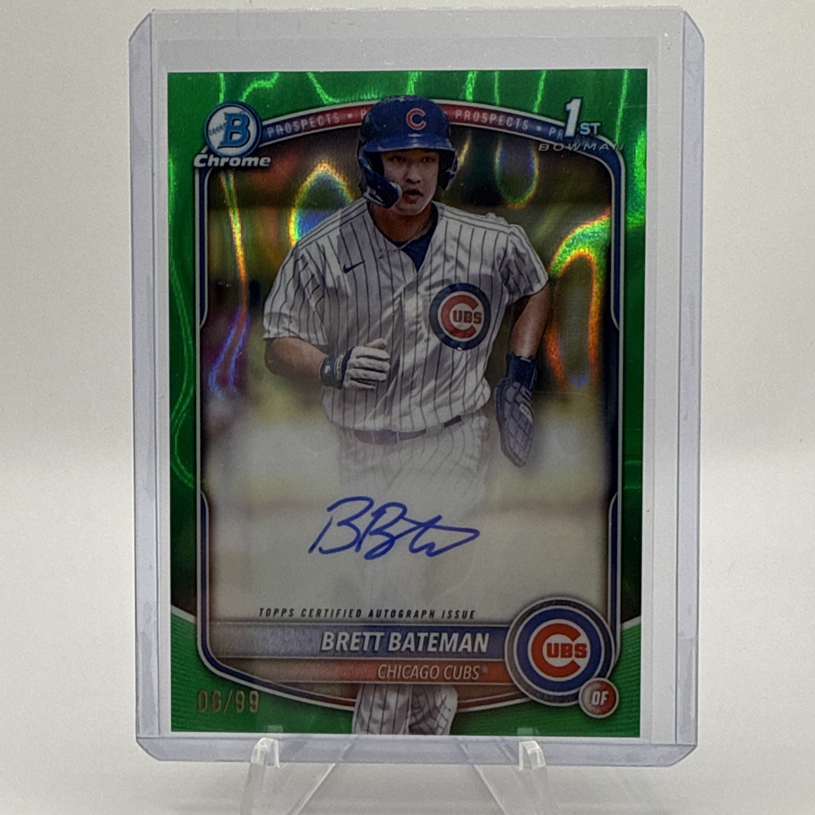 2025 Bowman Chrome Brett Bateman 1st Bowman Green Lava Auto /99 #CPA-BBA Cubs