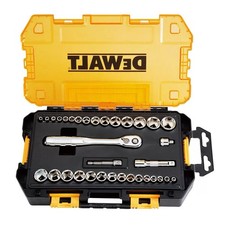 DeWalt 34 Piece Mechanics Socket Set Spanner Ratchet Drive Tool Case DWMT45034