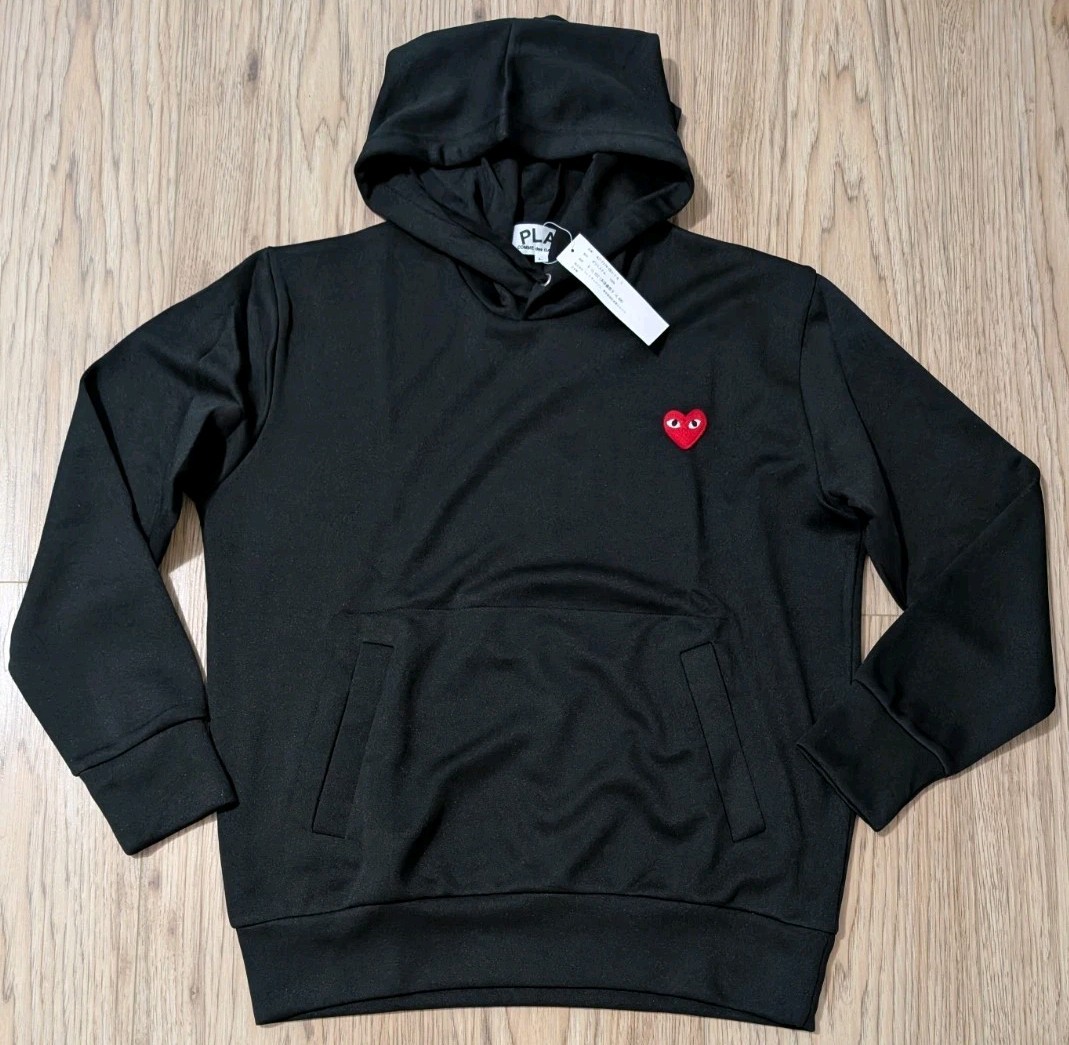 トップス PLAY Comme des Garcons SWEATSHIRT BLACK Comme Des Garçons Play Hoodie Sweatshirt Solid Black sz