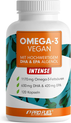 Omega-3 Vegan INTENSE - 120 Kapseln - 2000 Mg Algenöl Pro Tag - Hochdosiert Mit 