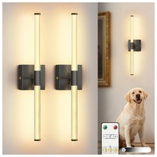 Battery Operated Wall Sconces Set of 2, 10000mAh Black and White Battery Wall...