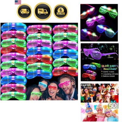 50 Pack LED Glasses Light Up Party Glasses Glow In The Dark Party Supplies Sh...