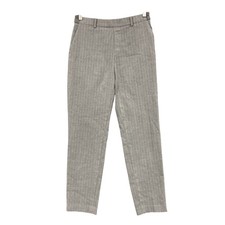 Uniqlo Dress Pants Womens S Grey Stripe Twill Slim Tapered Zip Workwear Office