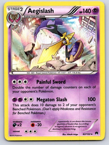 Aegislash 62/122 Holo Rare BREAKpoint Pokemon Lightly Played