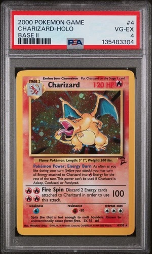 2000 POKEMON BASE SET 2 #4 CHARIZARD-HOLO PSA 4