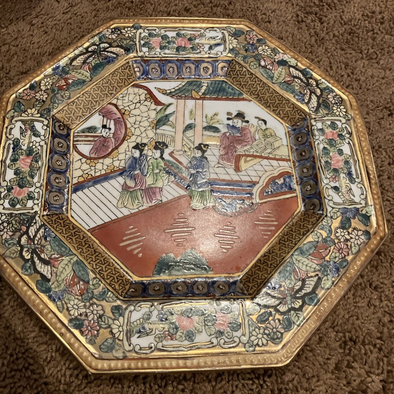 Andrea Sadek Asian Decorative Plate People Octagonal Vintage