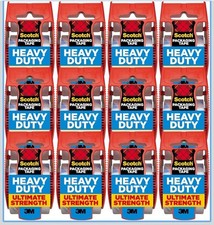 SCOTCH PACKAGING CLEAR TAPE - 12 ROLLS HEAVY DUTY WITH DISPENSERS