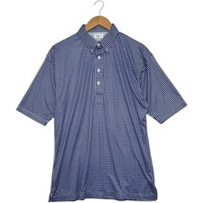 Collars And Co Polo Mens Extra Large Blue Gingham Performance Preppy Classic