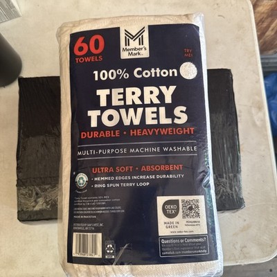 Member's Mark 100% Cotton Terry Towels 14''x17'', 60 Count Bulk Pack