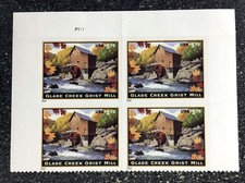 2014USA #4927 $5.75 Glade Creek Grist Mill - Top Plate Block of 4  Mint