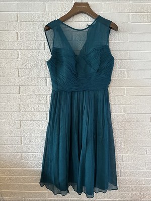 J. Crew Silk Chiffon Clara Dress In Dark TEAL SIZE 2