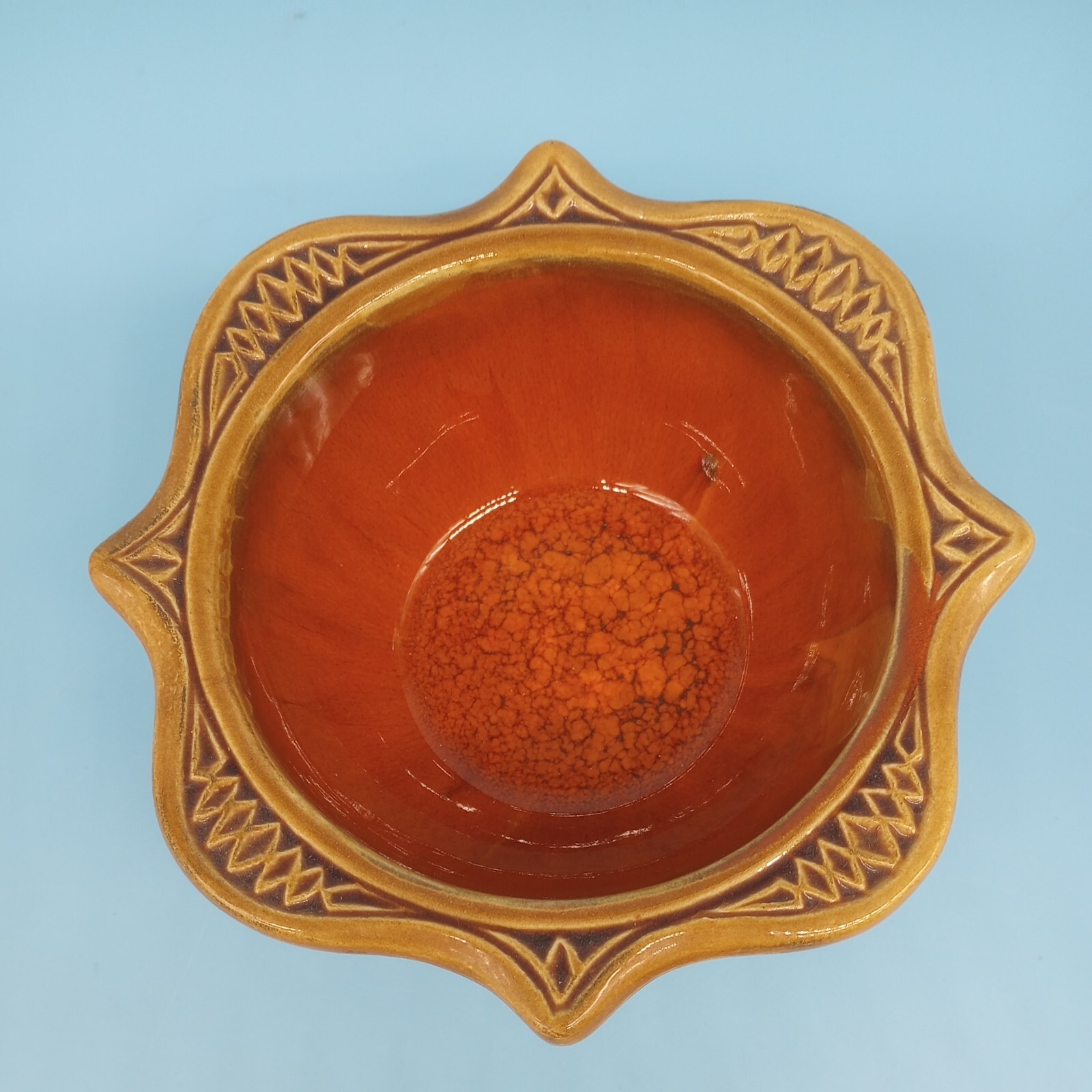 Vintage California Originals Pottery Chip & Dip Set Orange 755-759 USA 5 Pieces 