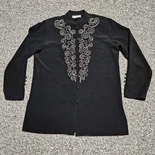 Vintage 60's Da-Rue Draper's Damon's Tunic Top Sz. 8 Black White Long Sleeves