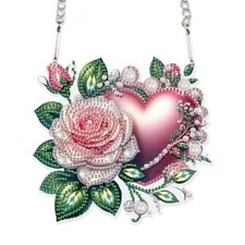 5D Diamond Art Painting Pendant Kits Diamond Art Painting Rose and Heart