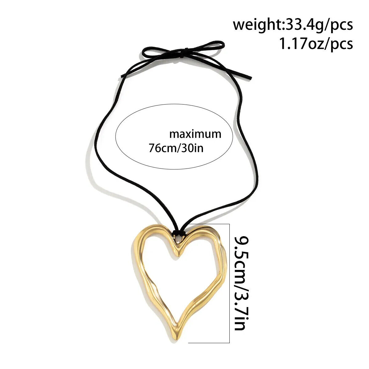 Exaggerated Large Heart Pendant Necklace Statement Fashion Jewelry for Women 984