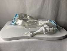 Just Married Flip Flop with baby blue bow