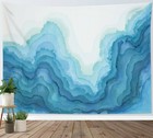 Abstract Blue Gradient Tapestry Marble Art Wall Hanging For Bedroom Living Room