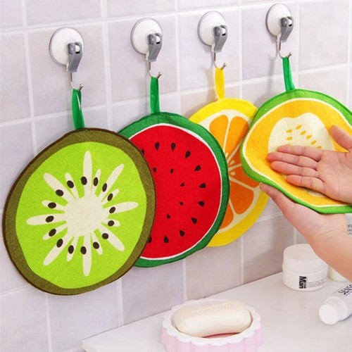 Fruit Print Hanging Towel Absorbing Cloth Dish Cloth Cleaning Rag ...