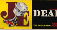 JE Pistons Authorized Dealer vintage 60's water slide decal 15" x 6"