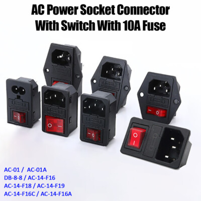 Aexit 10 Stuks AC 250V 10A 3 Terminals C14 Mannelijke Connector Power Inlet S-ocket Connector Zwart
