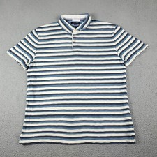 Tommy Hilfiger Polo Shirt Mens XL Blue White Striped Casual Short Sleeve 