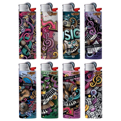 BIC MAXI Feuerzeug Motiv DOODLES MUSIC Limited J26 Limitierte Sonderedition