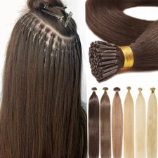 Stick I Tip Nano Ring Beads Human Hair Extensions 200S Thick Pre Bonded 14-24"