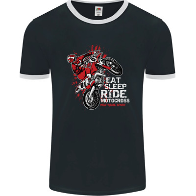 Eat Sleep Ride Motocross Dirt Bike Motox Herren Ringer Maglietta Fotl
