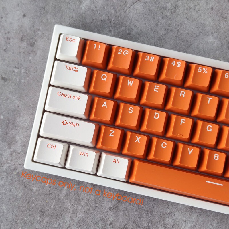 Orange White Doubleshot Keycaps Set PBT OEM 104keys For MX Mechanical Keyboards