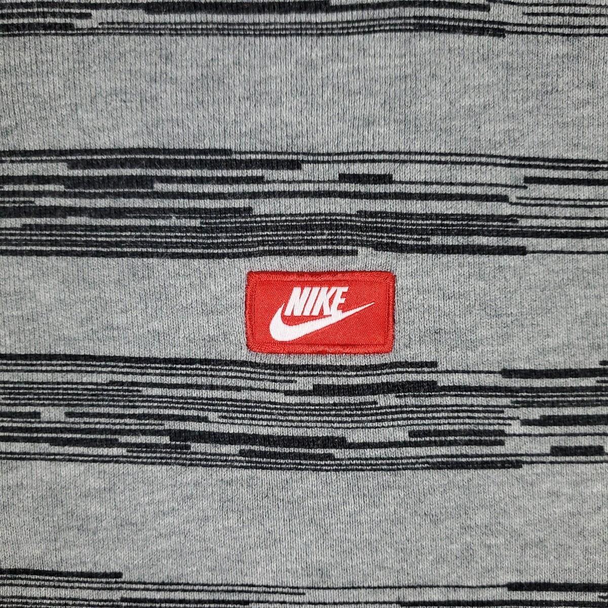 Nike Sweater Mens Size XL Gray Black Striped Swoosh Casual