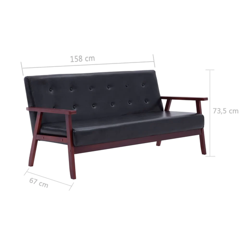 NNEVL Sofa Set 2 Piece Black Faux Leather - Picture 9 of 9