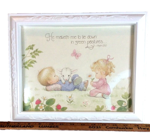 SET OF TWO vintage DBGCI FRAMED NURSERY WALL HANGINGS