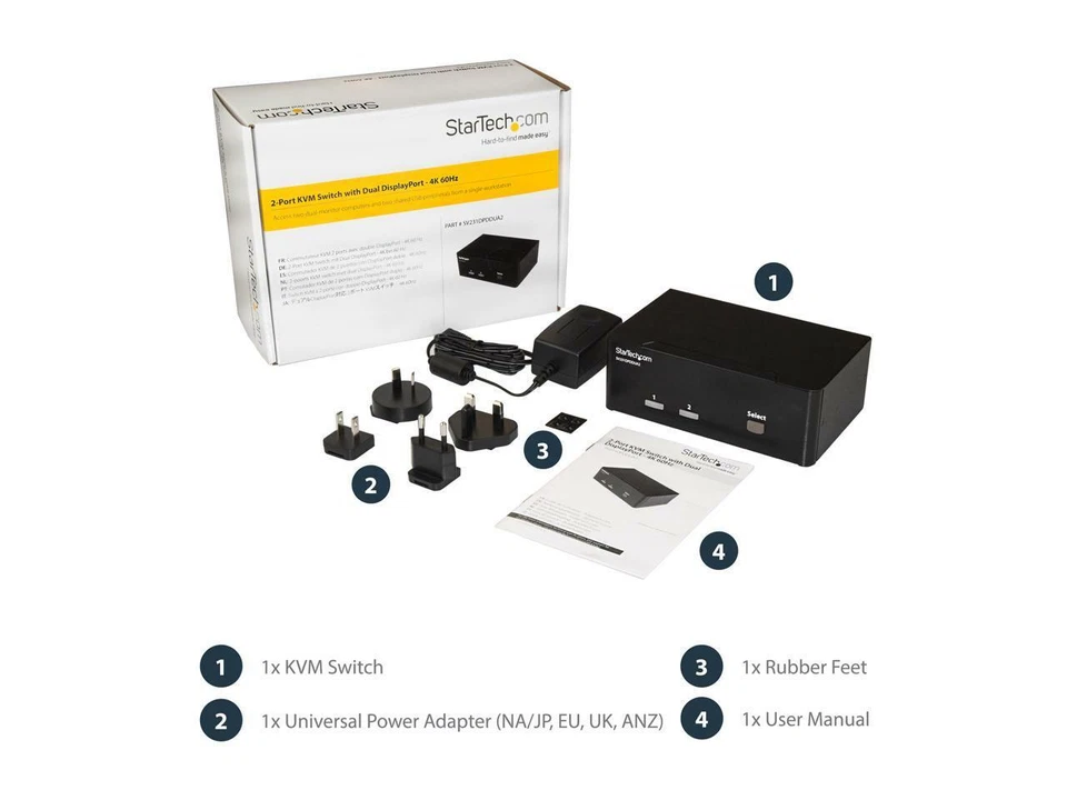 StarTech.com SV231DPDDUA2 DisplayPort KVM Switch - 2 Port - Dual-Display - 4k 60 - Image 4 of 4