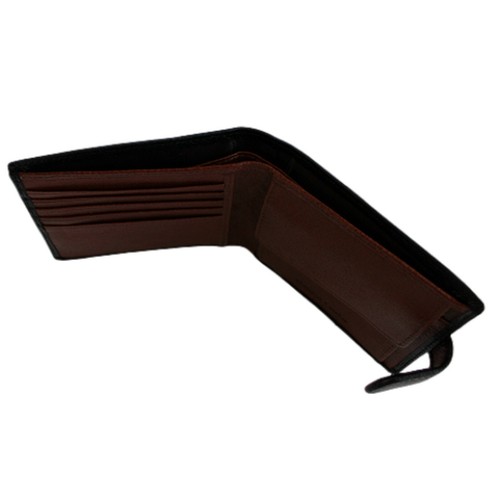 Premium Leather Mens Coin Wallet Embossed Kangaroo Black Tan Australia Souvenir - Picture 8 of 9