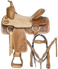 Western Barrel Racing Horse Saddle Premium Leather with tack set 10'' to 18' in