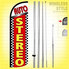 AUTO STEREO - Windless Swooper Flag Kit 15' Feather Banner Sign rq50-h