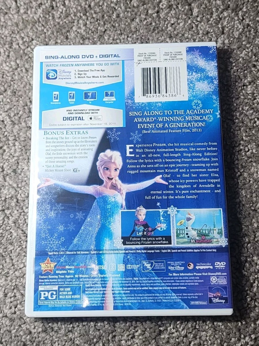 Frozen: Sing-Along Edition - DVD - Disney Movie - Tested | eBay