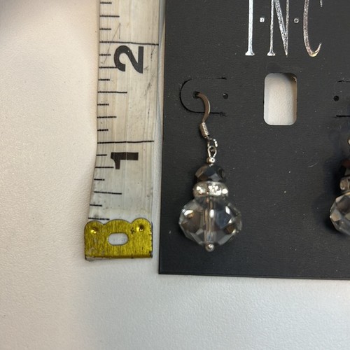 INC International Concepts Silver Dangle Earrings w/ Black & Clear Gemstones NWT - Picture 3 of 3
