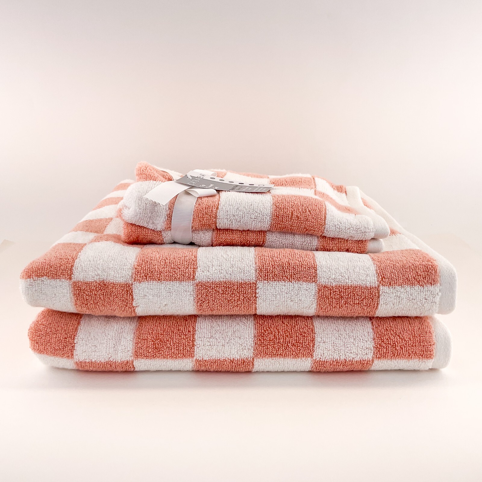 Casaba 4 Towels Set 2 Bath 2 Fingertip Cotton Orange and White New eBay