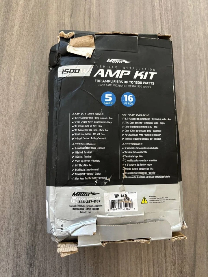 Автомобильный комплект усилителей Metra WM-AK4 — 5 калибр 1500 Вт с 16-дюймовым RCA — б/у - Изображение 2 из 2