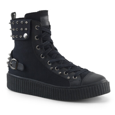 DEMONIA 1'' Platform Round Toe Lace Up Front High Top Creeper Sneaker SNEEKER-266