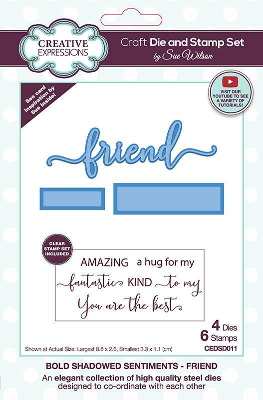 Creative Expressions Friend Sentiment 10 Pc Stamp & Die Set Birthday Card Making