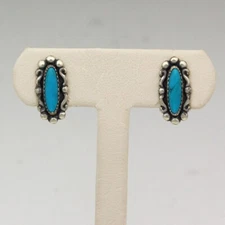 Sterling Silver & Turquoise Southwest Style Wheeler Manufacturing Earrings