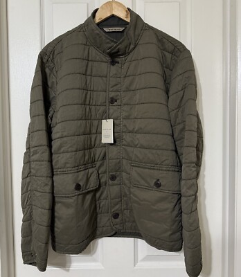 Peter Millar Mens L Greenwich Garment-Dyed Juniper Green Bomber Jacket MF23Z18