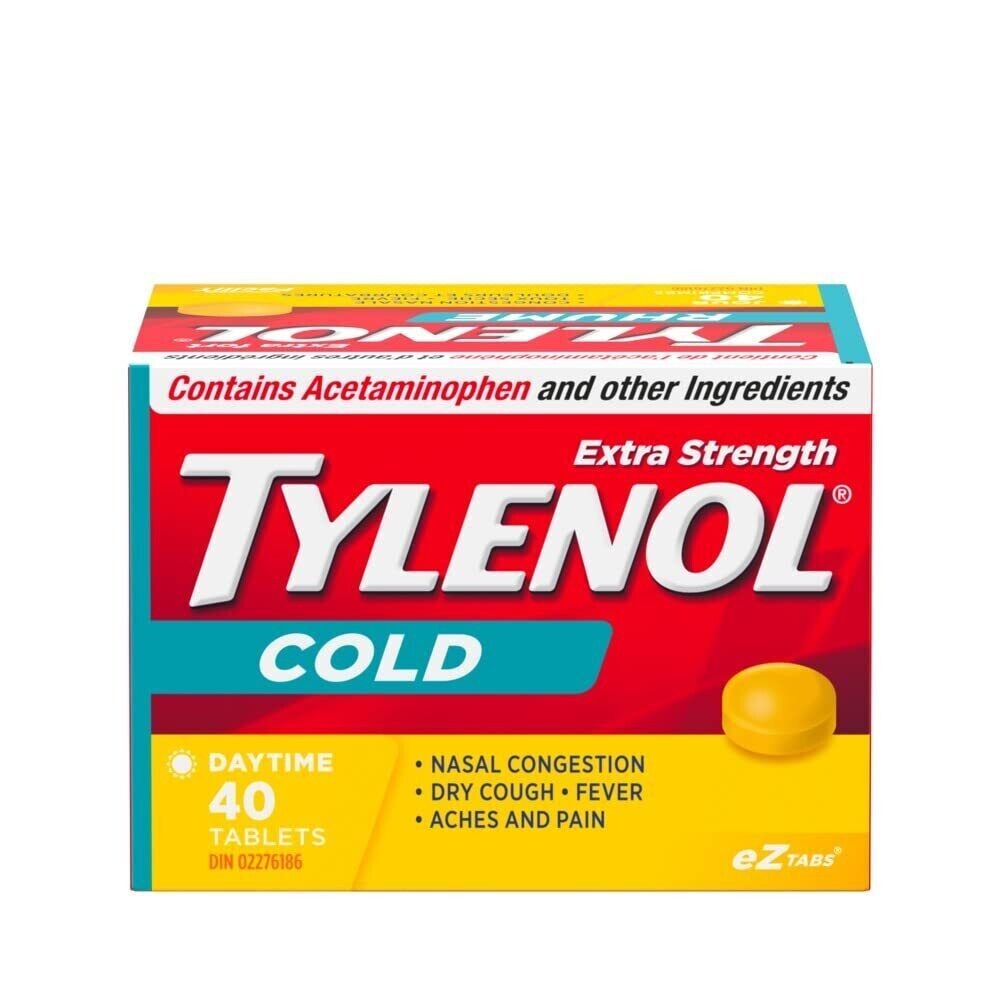 TYLENOL Extra Strength Cold eZ Tabs Relieves Cold symptoms Daytime 40ct