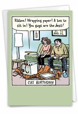 1 Funny Blank All Occasions Greeting Card -Cat Birthday-Envelope,US-Made