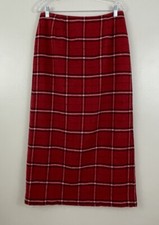 Nine Co 90s Maxi Skirt Red Plaid Preppy Academia Y2K Wool Blend Long 8
