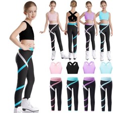 Kids Girl's Crop Top With Pants Active Sweatsuit Sports Vest And Trousers Youth